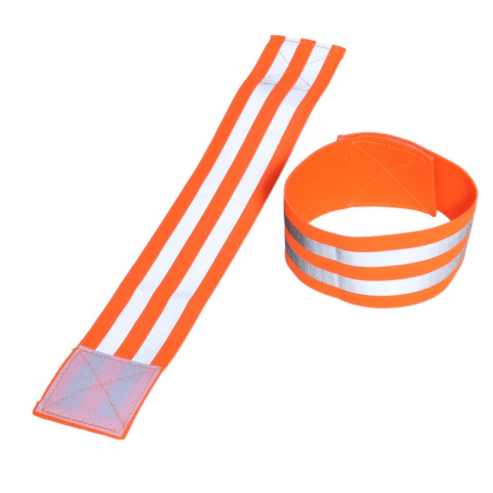Pair Safety Strap Armband Men’s Bike Safety Gear Vest for Men Reflective Wristbands for High Visibility - color: Orange