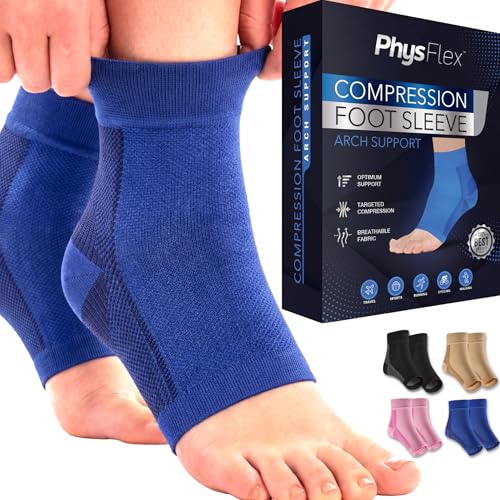 Ankle Brace Socks - Ankle Compression Sleeve - Foot Brace for Women & Men - color: Blue, size: Small