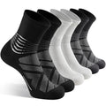 IRAMY Compression Ankle Support Crew Socks Men Women Wicking Plantar Fasciitis Relief Running Hiking Socks 3 Pairs - color: Black+white+dark Grey-3 Packs, size: X-Large