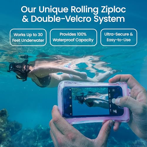 AquaVault Floating Waterproof Phone Pouch Case Universal for iPhone Android - color: Pink