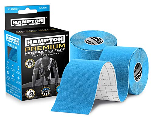 Hampton Adams | As Seen on Shark Tank | Elastic Kinesiology Tape (2-Pack) | Uncut Athletic Tape Supports & Protects Muscles Knees Shoulders & Plantar Fasciitis | Waterproof Hypoallergenic (Sky Blue) - color: Blue, size: 2in x 16ft (2 Rolls)