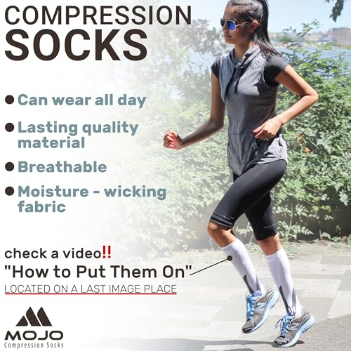 Mojo Compression Socks for Women and Men 20-30mmHg Knee High, A602 - color: Black, size: Small (1 Pair)