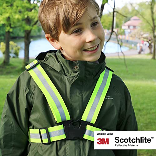 Salzmann Kids Reflective Cross Belt | Hi Vis Adjustable Safety Harness - color: Yellow (Child)