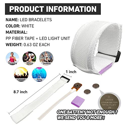 FANL 8/12/24 Pack LED Glow Bracelets, 8 Colors, Light Up Party Favors - color: 8 Pack – White