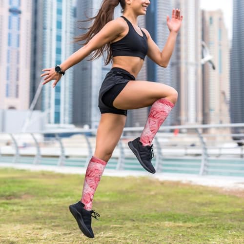 Compression Socks Women And Men For Nurses Travel Pregnancy Recovery Running Athletic - color: Hot Pink Flamingo