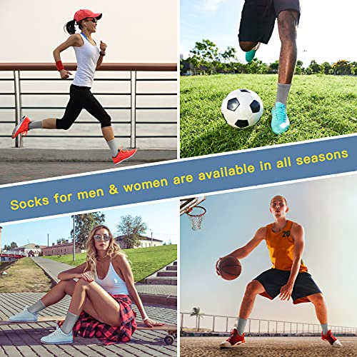 Felicigeely Athletic Crew Socks Cushioned Breathable for Men & Women 6 Pack - color: Grey, size: 6-9