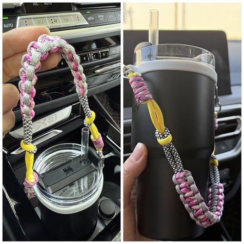 Outman Sport Water Bottle Handle Strap Holder Sling Cup Handle - color: Hot Pink and grey