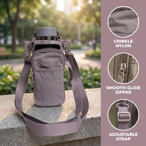 Bokelai Water Bottle Holder Bag with Strap Lightweight Crossbody Carrier Sling Bag for Hiking Camping Travelling Water Bottle Sleeve Gym Accessories - color: Pink