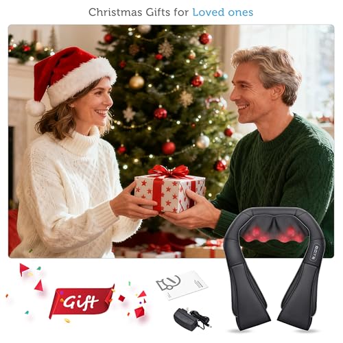 COMFIER Shiatsu Neck and Shoulder Massager with Heat,White Elephant Gifts for Adults,4D Deep Kneading Massage Pillow with Heat, Back Massager, Pillow Massage,Jet Black - color: Jet Black