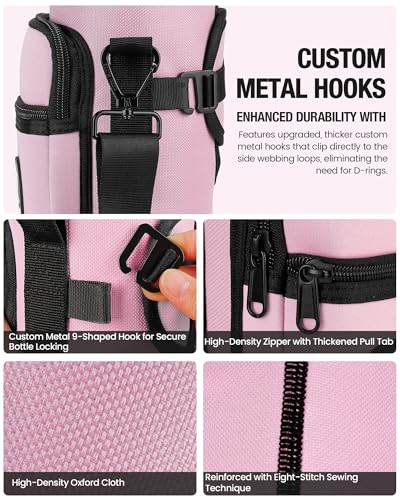 Sports rabbit Universal Water Bottle Holder with Strap & Phone Pocket - color: Pink, size: 40OZ