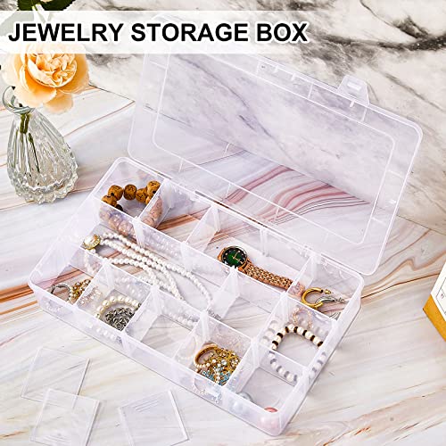 Fuutreo 7 Pcs 15 Grids Clear Plastic Bead Organizer with Dividers