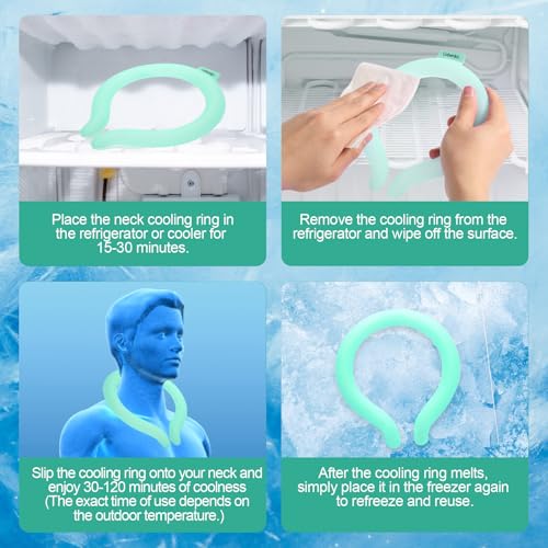 Neck Cooling Tube Wraps, Reusable Ice Ring Neck Cooler for Hot Weather - color: Green*2