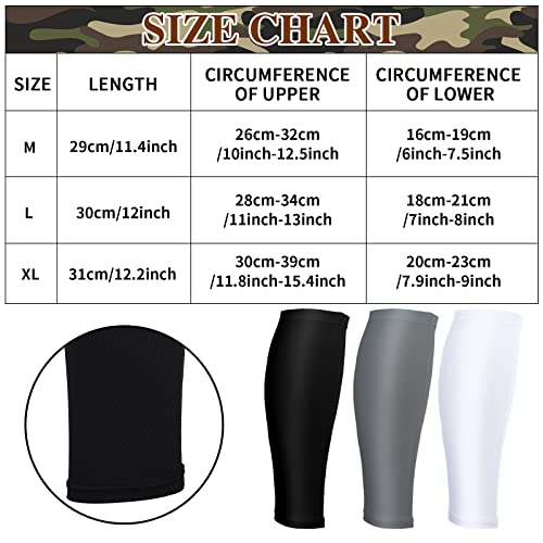 Sintege 3 Pairs Calf Compression Sleeves Women Men, M, Black,White,Gray - color: Black, White, Gray, size: Medium