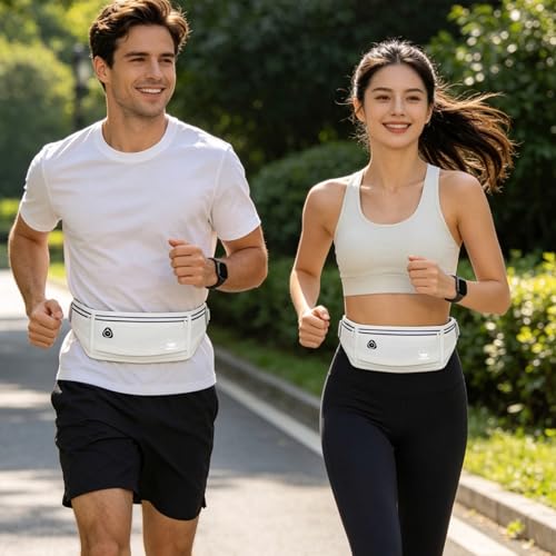 Running Belt Slim Fanny Pack Jogging Pouch Phone Holder Waist Pack - White - color: T White