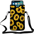 Universal Neoprene Cell Phone Pouch 7.1 X 4 in Mobile Protection Case Bag with Crossbody Strap/Neck Lanyard Sunflower Printed Pattern - color: Sunflower Printed Pattern