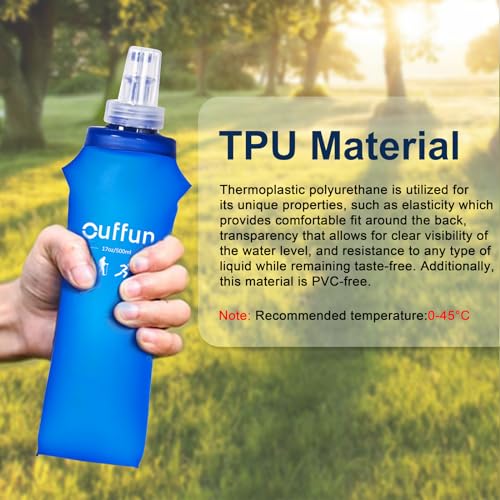 4 Pack Soft Water Bottle, 17oz/500ml Soft Flask Running Bottles for Hydration Pack, TPU Collapsible Running Water Bottle Reusable Handheld Running Flask for Running Hiking Cycling Climbing Traveling