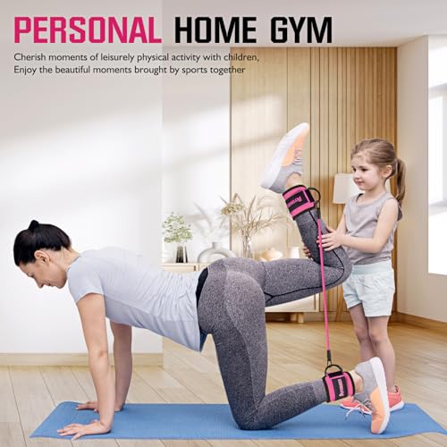 Ayombo Ankle Resistance Bands with Cuffs, Home Gym Workout Equipment, Lifting Glute Butt Exercise Equipment for Women, Ankle Weights Fitness Set, Leg Booty Equipment for Training Perfect Body Shape - color: Pink