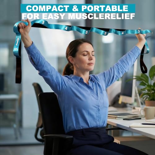 Acozycoo Stretching Strap with Loops for Physical Therapy,Knee,Leg Lifter - color: Blue, size: Length: 86 Inch, Width: 1.5 Inch