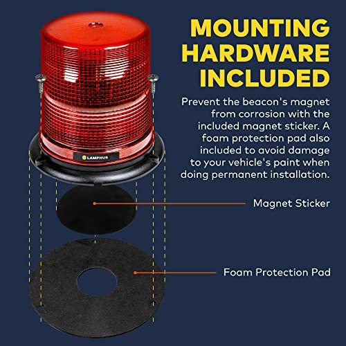 LAMPHUS Aura 7 Inch 12W Red LED Beacon Warning Strobe Light For Trucks - color: Red, size: 7"