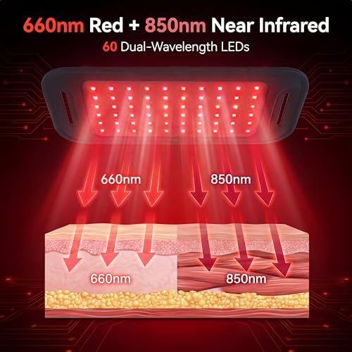 Infrared Heating Pad, Wireless Red Light Therapy Belt for Body, 5000mAh