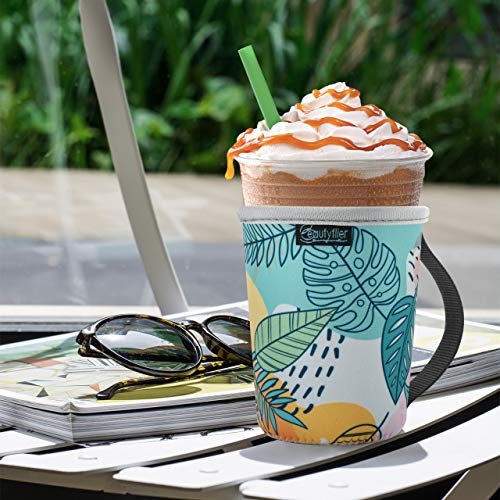 Reusable Insulated Neoprene Iced Coffee Sleeve, Hot & Cold Drink Cooler Cover for 16-32oz Cups, Compatible with Starbucks/Dunkin/McDonalds, Durable Beverage Holder for Cold Soda, Multi-Pattern Options - color: Pattern2