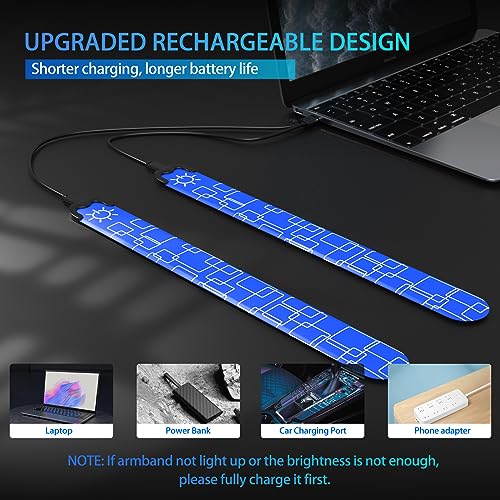 2 Pack LED Armband - Rechargeable Running Lights with Reflective Gear, High Visibility LED Wristband Lights - color: blue