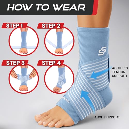 Sleeve Stars Ankle Brace Men & Women Support (Single/S:9"-10"/Light Blue) - color: Light Blue, size: Small
