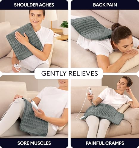 GENIANI Heating Pad, Electric Throw, Heating Pad for Back, 24x12 Inch - color: Chinchilla Gray/Gray, size: 12" x 24"