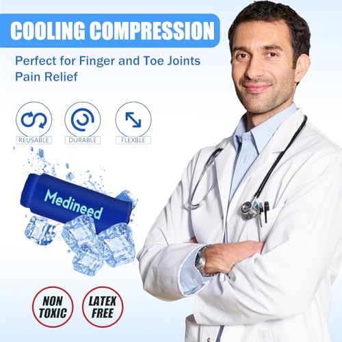 Medineed 2PCS Finger Gel Ice Pack Sleeves, Cold Therapy for Injuries, Blue - color: Blue