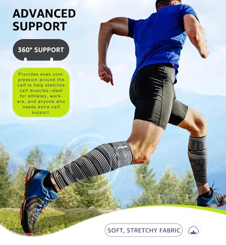 HiRui Calf Compression Wraps, 71" Adjustable Elastic Bandage Sleeves, Lower Leg Calf Support for Men & Women, Shin Splints Relief, Varicose Veins, Fitness, Running, Basketball, Soccer (1, Black) - color: Black
