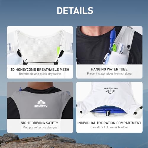 Running Hydration Vest 5L, Running Backpack with 2x500ml Soft Flask - color: White, size: Small