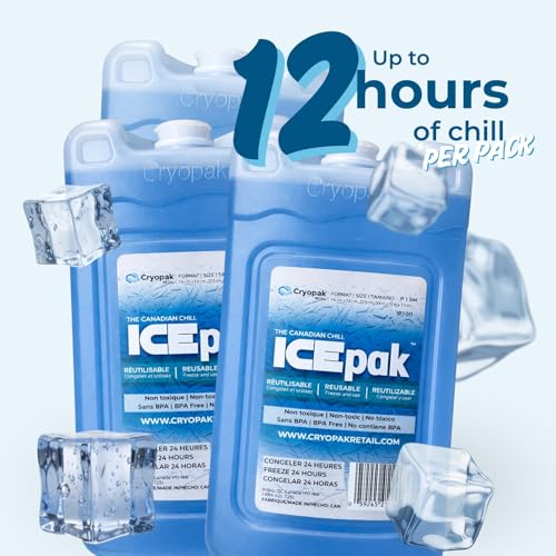 Cryopak ICEpak Hard Shell Reusable Ice Packs for Coolers and Lunch Box Use, Freezer Safe Gel Design, Professional Grade Cooling, Non-Toxic and BPA Free, Essential Travel Accessories - size: Small (3 Pack)