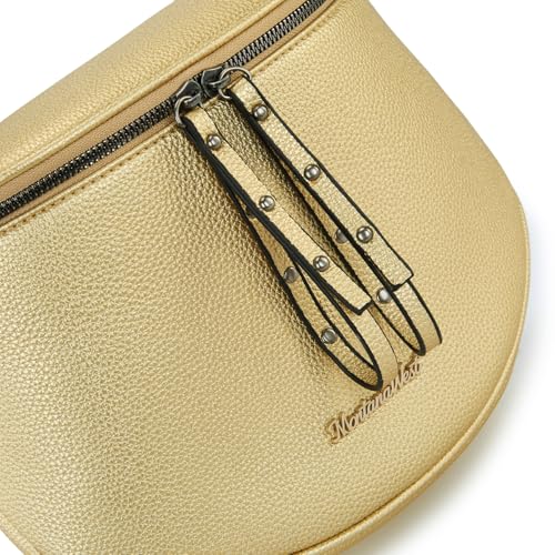 Montana West Crossbody Bag for Women, Vegan Leather Bum Bag with Coin Purse - color: Gold