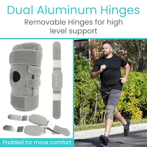 Vive Hinged Knee Brace - Relieves ACL, MCL, Meniscus Tear - Lightweight - color: Gray, size: Large
