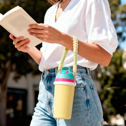 Water Bottle Handle Strap Compatible with Owala Water Bottle - color: Yellow green