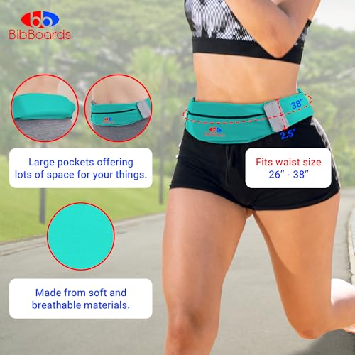 BibBoards Running Belt for Phone, Turquoise, 38-48 in - color: Turquoise, style: 38 Inch