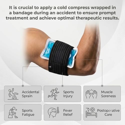 6 Pack Ice Pack Extension Straps - 35"x3" Elastic Wrap for Hot & Cold Packs - color: Black