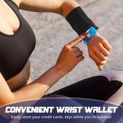 Honoson 5 Pcs Wrist Wallet Women Men Wristband Zipper - color: Black, Gray, Navy