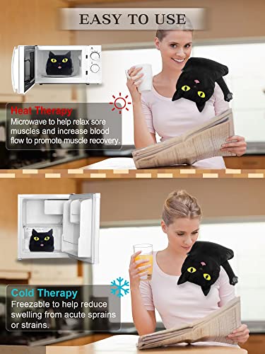 Microwave Heating Pad for Pain Relief, 17" x 9" Microwavable Heating Pads for Cramps, Back Pain, Neck Shoulder, Muscles, Knee, Joints, Natural Heat Pack Moist Heat, Black Cat - size: Medium Black cat - 3