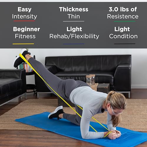 THERABAND Resistance Bands Set, Elastic Bands for Exercise & Physical Therapy, Strength Training for Upper & Lower Body Fitness - size: 3 Pack, style: Non-Latex Intermediate