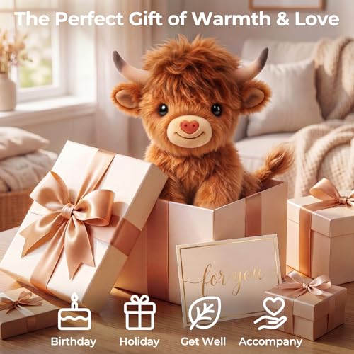 Mewaii Highland Cow Stuffed Animal, Heat & Cool for Kids & Girls, 10 Inch - style: Highland Cow