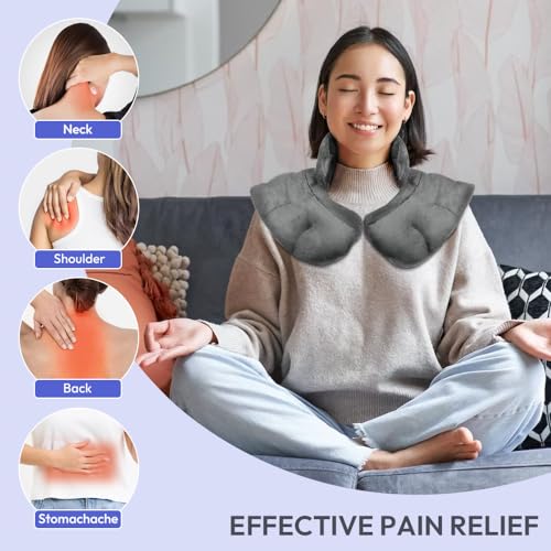 Microwavable Heat Pad for Neck and Shoulders, Warm Compress Wrap, Grey - color: Heat Pad01 -Grey