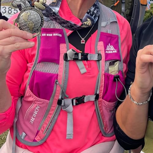 Azarxis Running Water Bottles Flask BPA Free Leakproof Hydration Vest Packs Waist Belt Replacement for Triathlon Marathon Hiking Cycling Climbing Runner - color: #4 Rose Red (5L) with a 1.5L Hydration Bladder