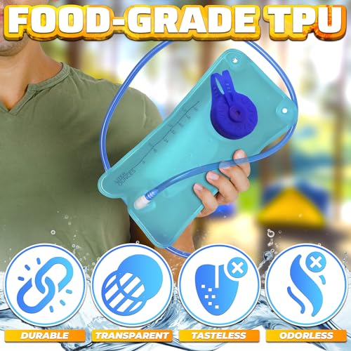1/1.5L Water Bladder for Hiking Backpack, Wide Mouth, Fill Marks - color: Blue 1.5 L