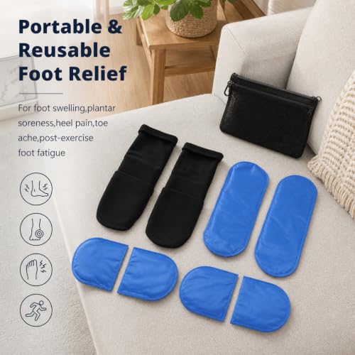 Reusable Cold Therapy Socks, Gel Ice Pack for Feet Heels Injuries Swelling, Hot and Cold Therapy Socks for Plantar Fasciitis Neuropathy Chemotherapy Pain Relief for Foot Ankle (Black) - color: Black