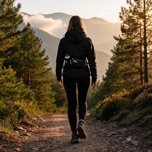 Waterproof Hydration Belt Waist Pack with Water Bottle Holder, Adjustable Running Fanny Pack for Hiking, Walking, Cycling & Outdoor Sports (黑色) - color: black