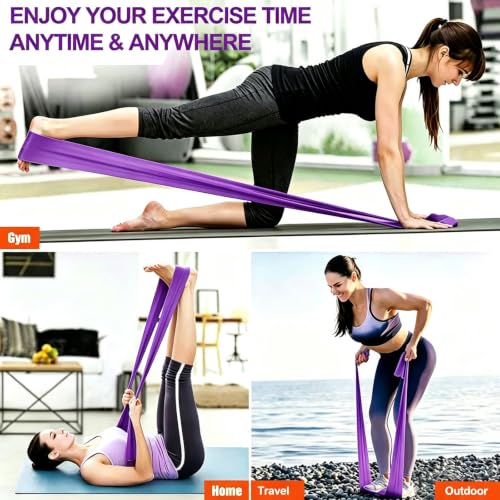 Long Resistance Bands for Working Out, Physical Therapy, Yoga & Pilates - color: Purple