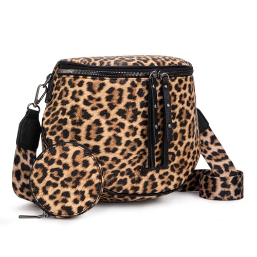 Montana West Crossbody Bag for Women, Vegan Leather Bum Bag with Coin Purse - color: Leopard
