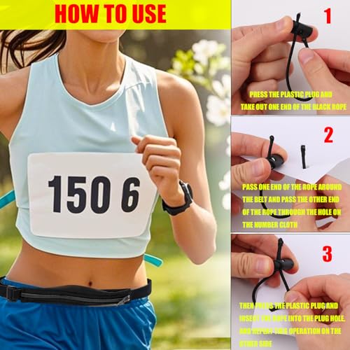 Gosknor 8pcs Bib Holder for Runners, Black Race Bib Toggles Clip