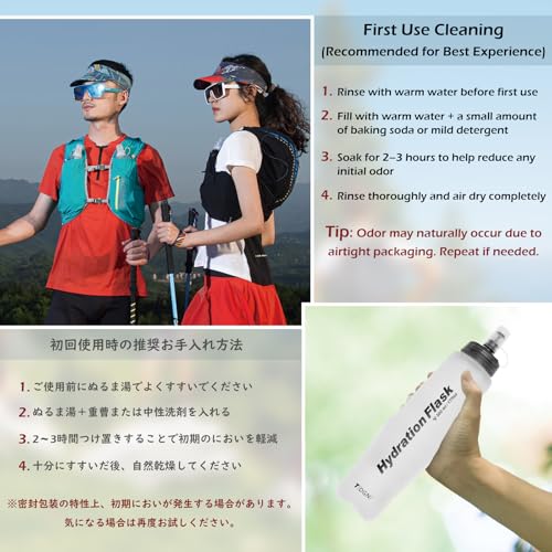TRIWONDER Running Water Bottle Handheld Plastic Flask Hydration Vest Packs Waist Belt Replacement for Runners Marathon Cycling Hiking - color: 03 Soft Flasks - White - 250ml/8.45oz - 2 Packs